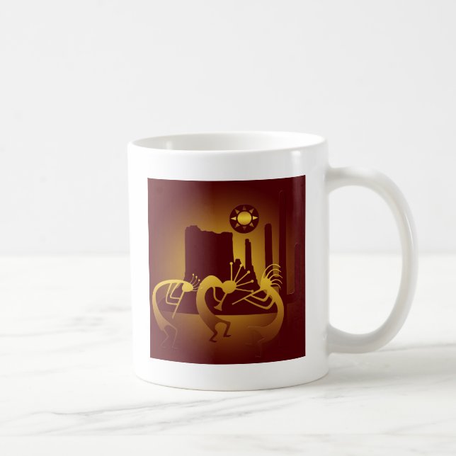 Caneca Sudoeste Kokopelli na Borgonha e Dourado (Direita)