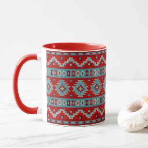 Caneca Sudoeste Mesas Turquoise & Red