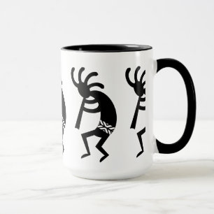 Caneca Sudoeste preto e branco Kokopelli