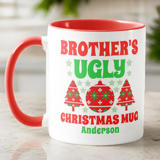 Caneca Suéter de Natal Feio do Irmão Personalizado (Criador carregado)