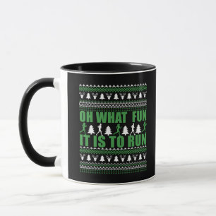 Caneca Suéter de Natal Feliz a correr