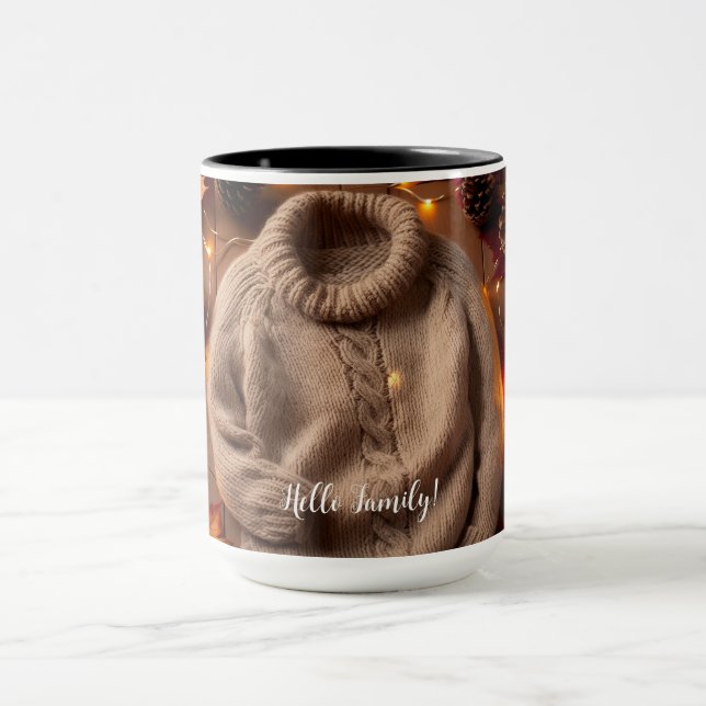 Caneca Suéter de outono, Folhas, Pinecones Pumpkin (Centro)