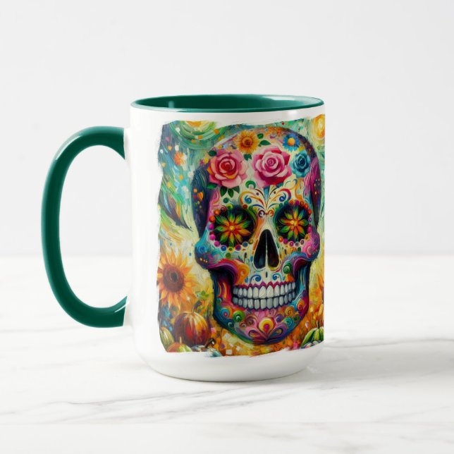 Caneca Sugar Skull Dia De Los Muertos Dia dos Mortos (Esquerda)