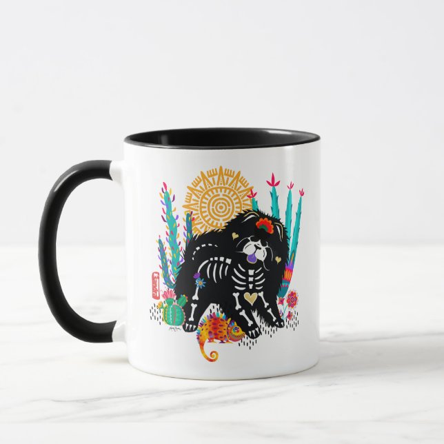 Caneca SUGARSKULL NIRVANA cão-da-índia halloween 11 oz mu (Esquerda)