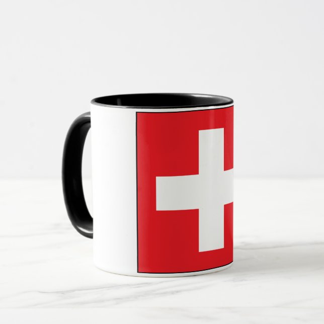 Caneca suíça quadrada da bandeira (Frente Esquerda)