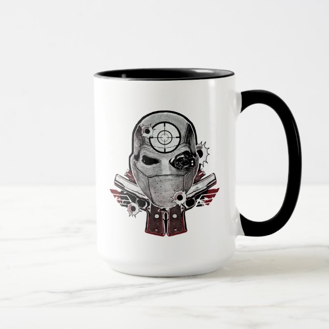 Caneca Suicide Squad | Deadshot Mask & Guns Tattoo Art (Direita)