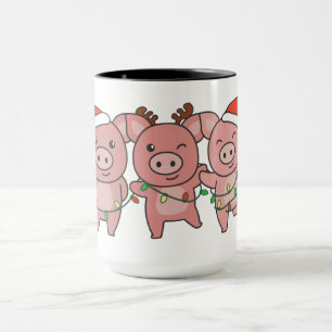 Caneca Suínos de Natal de Porcos Porcos