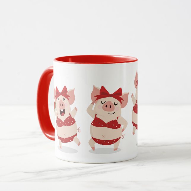 Caneca Suínos de Verão em Bikinis Mug (Frente Esquerda)