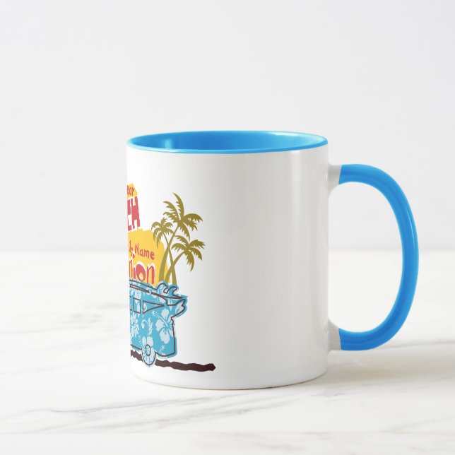 Caneca Sumário da Família de Praia Reunião Personalizável (Direita)