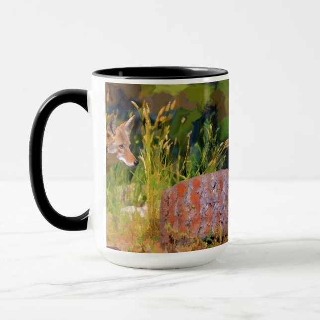 Caneca Summer Coyote Wildlife Painting (Esquerda)