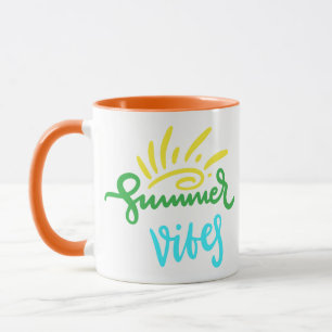 Caneca Summer Vibes - Design de texto tropical