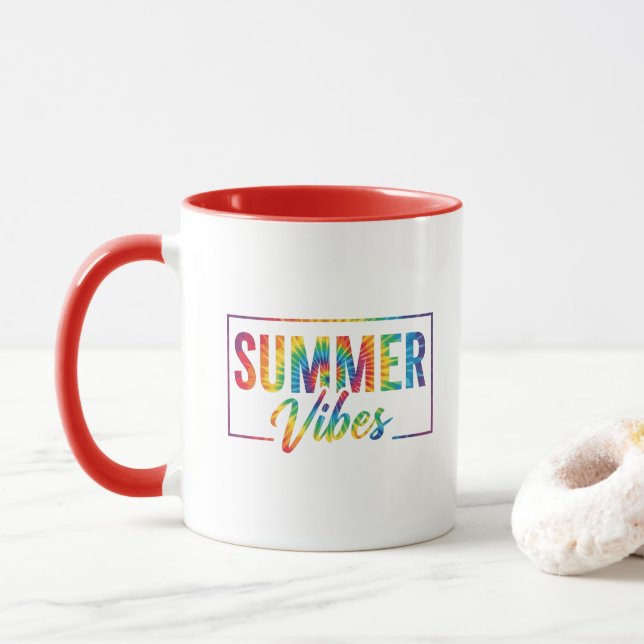 Caneca SUMMER Vibes Tie-Dye Rainbow Coffee Mug  Bold (Com Donut)