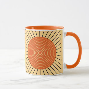 Caneca Sunburst Geométrico Moderno - Laranja Mandarina