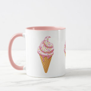 Caneca Sundae de morango em cone de waffle com tampa supe