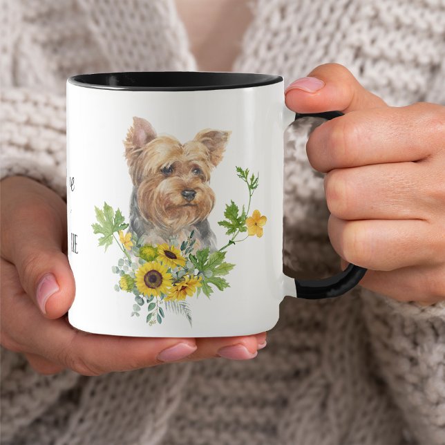Caneca Sunflower Eucalyptus Yorkshire Terrier Mug (Criador carregado)