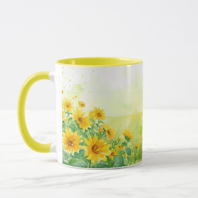 Caneca Sunflower Serenade Watercolor Mug Café (Esquerda)