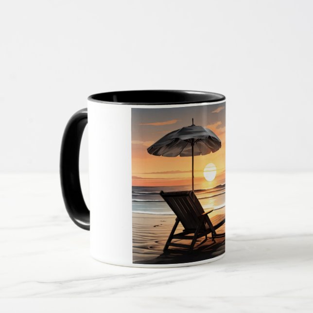 Caneca "Sunset Beach Chair Mug - Coastal Relaxation Cup" (Frente Esquerda)