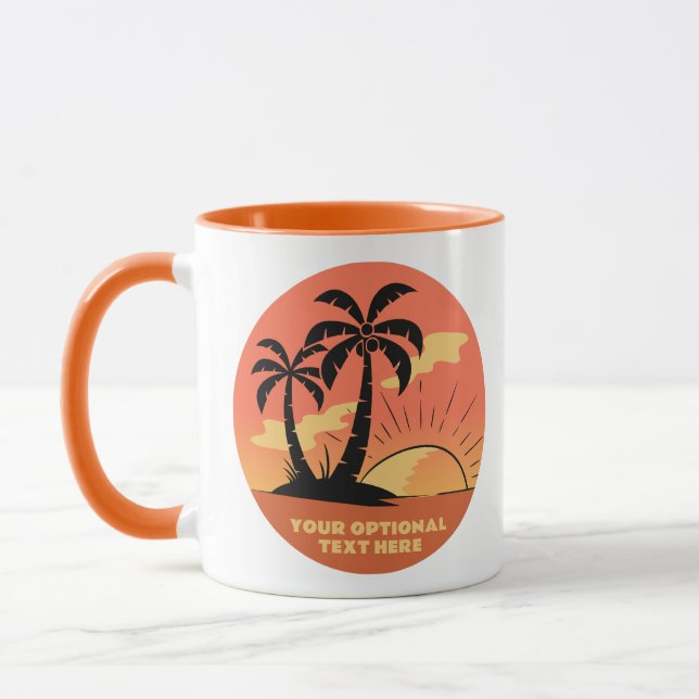 Caneca Sunset da Ilha Tropical de Texto Personalizado (Esquerda)