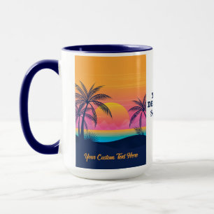 Caneca Sunset da Ilha Tropical de Texto Personalizado