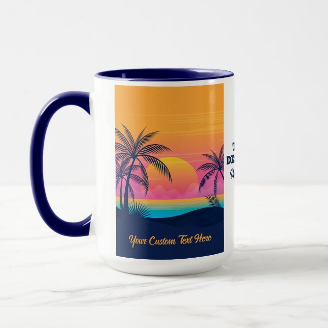 Caneca Sunset da Ilha Tropical de Texto Personalizado (Esquerda)