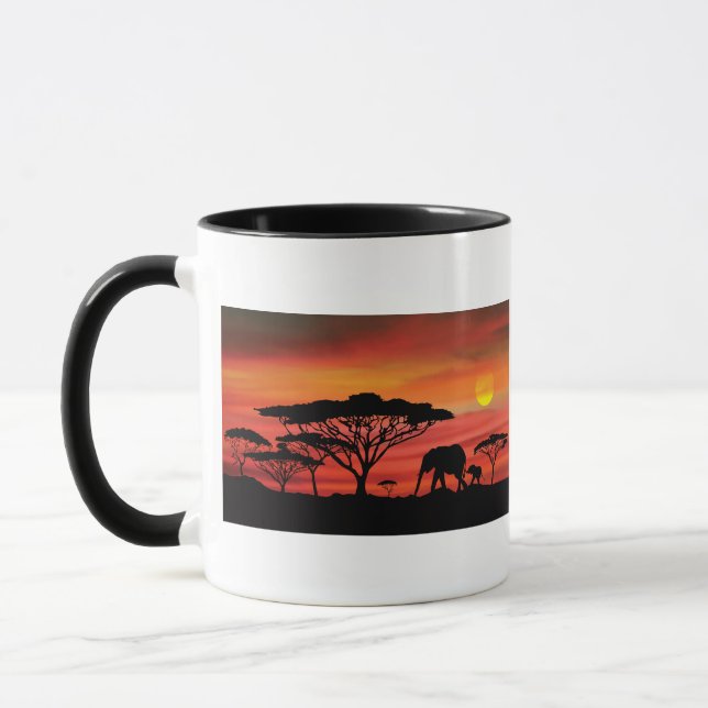 Caneca Sunset de Elefantes Africanos (Esquerda)