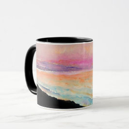 Caneca Sunset Lake Pink Blue Art
