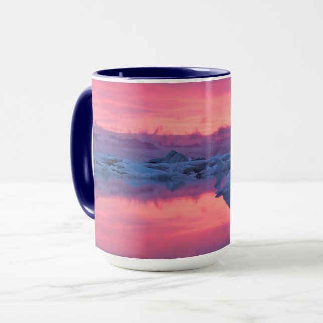 Caneca Sunset Sobre A Lagoa Glacier De Jokulsarlon (Frente Esquerda)