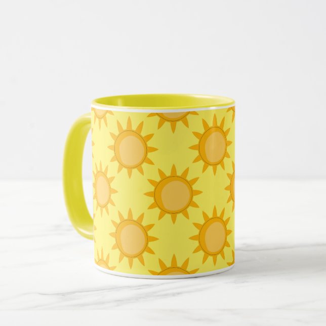 Caneca Sunshine Sun Pattern Design On Yellow  (Frente Esquerda)