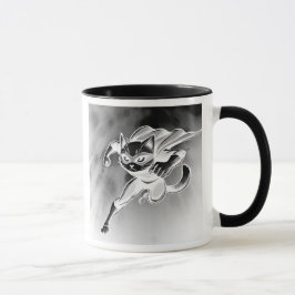 Caneca Super-chat masqué en plein vol.