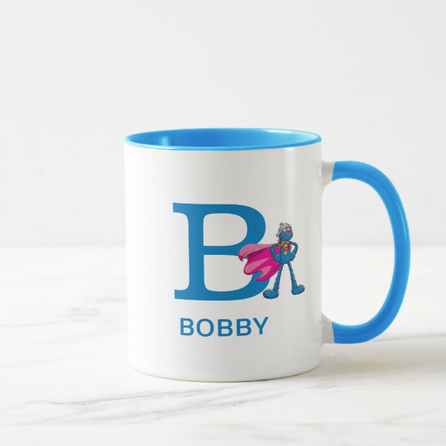 Caneca Super Grover Adicione Seu Nome & Monograma B (Direita)