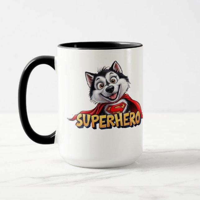 Caneca Super-herói rouco: Conheça o Super Cão!" (Esquerda)