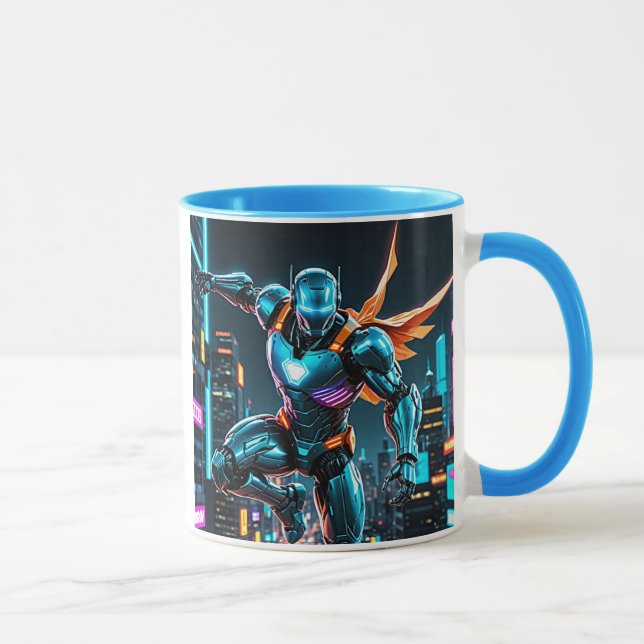 Caneca Super héros robot futuriste en armure high-tech. (Direita)
