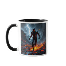 Super-héros traversant la lave.