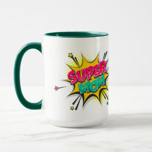 Caneca Super Mãe Arte Pop de Quadrinhos