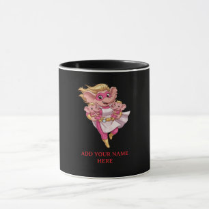 Caneca Super Mãe Elefante Super-Heroína Gêmeos Cartoon Fo