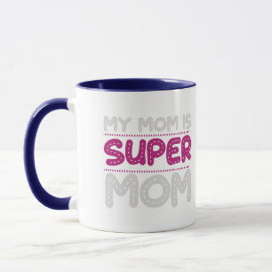Caneca Super Mamãe Tipografia Pontilhada Azul Dois