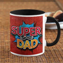 Caneca Super Pai Mustache Moderno Grunge