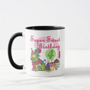 Caneca Super Sweet 4th Birthday T-shirts e presentes