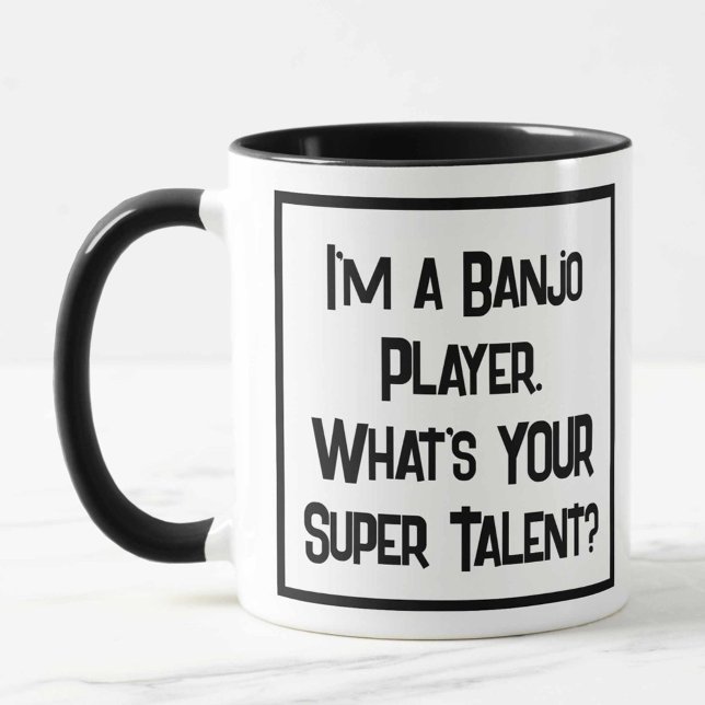 Caneca Super Talento Jogador Banjo. Mug De Café De Duas T (Criador carregado)