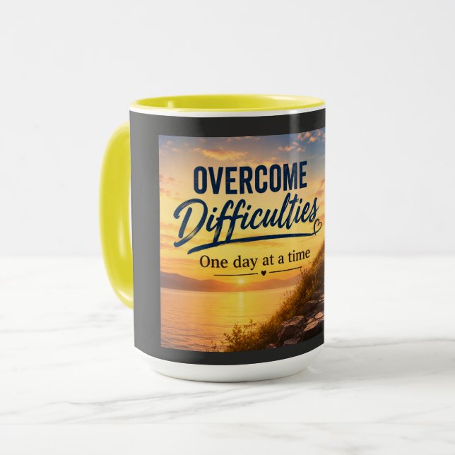 Caneca Superar Dificuldades Um Dia de Cada Vez (Frente Esquerda)