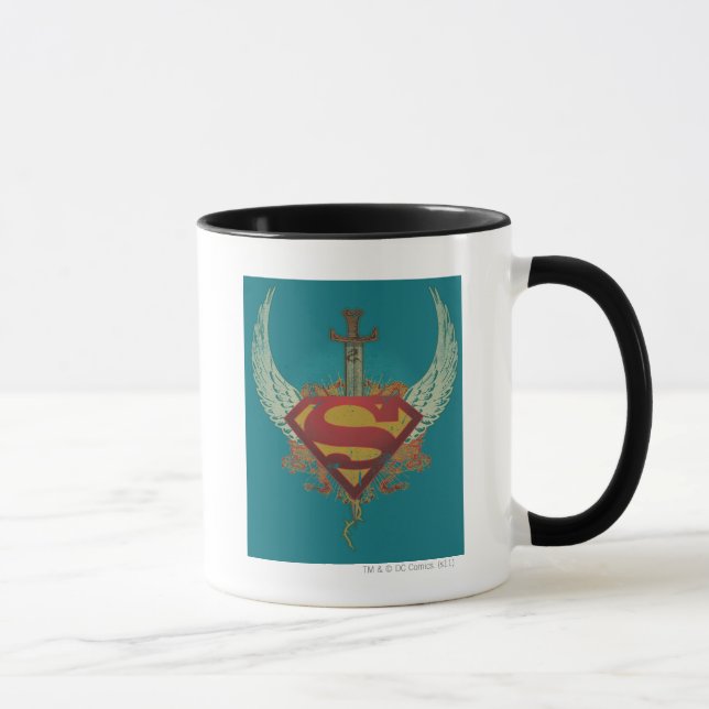 Caneca Superman Estilizado | Logotipo de fundo do tear (Direita)