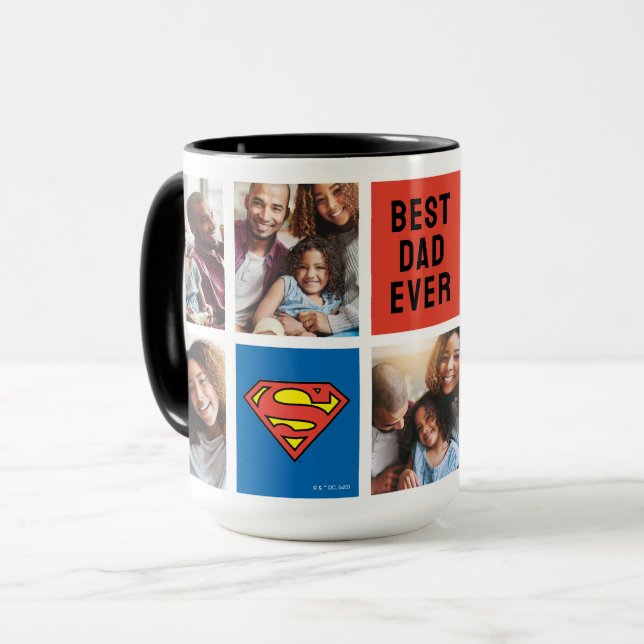 Caneca Superman S-Shield | Melhor Colagem de Fotos do Pai (Frente Esquerda)