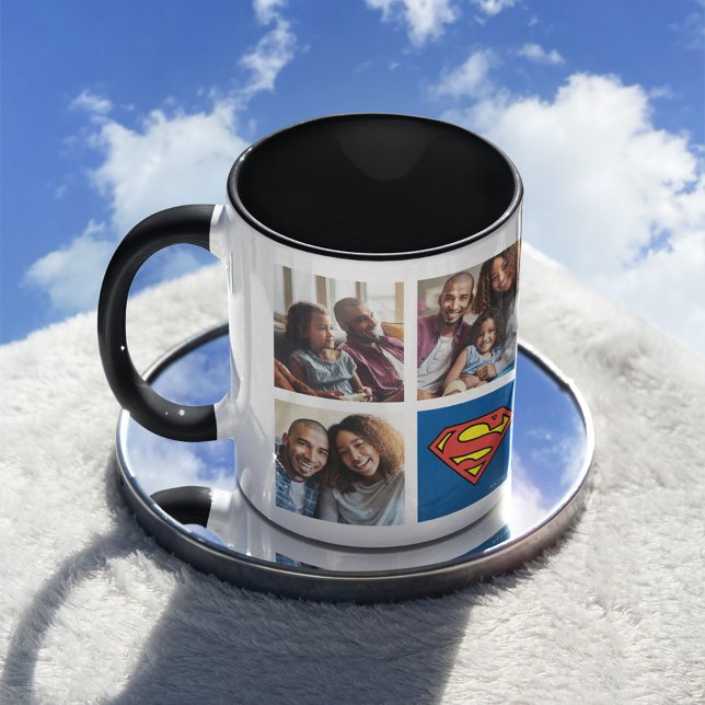 Caneca Superman S-Shield | Melhor Colagem de Fotos do Pai (Mug on tray)