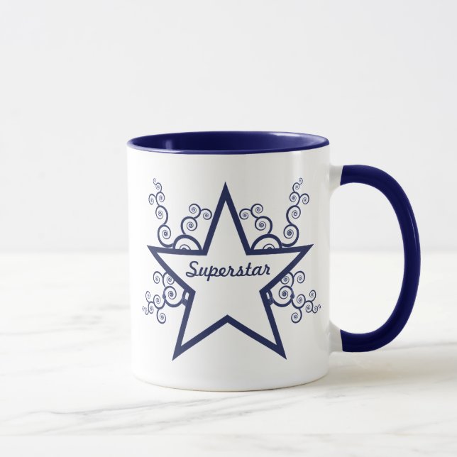 Caneca Superstar Swirls Mug, Azul Escuro (Direita)