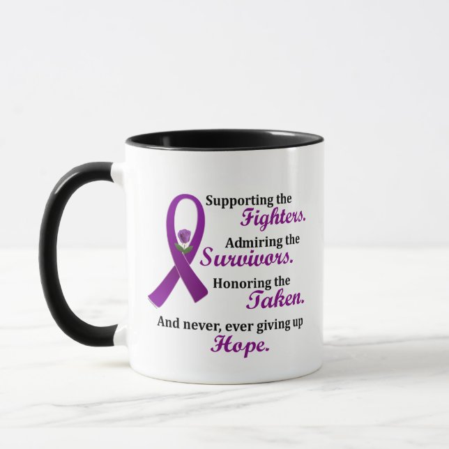 Caneca Support Admire Honor 2 Pancreatic Cancer Alzheimer (Esquerda)