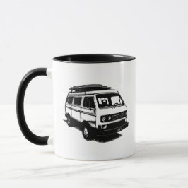 Caneca Surf Van do vintage com prancha