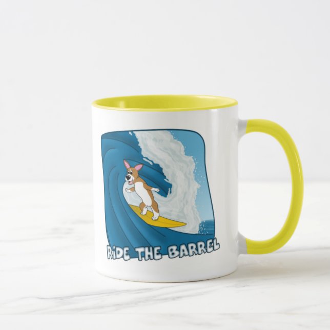 Caneca surfando do Corgi dos desenhos animados (Direita)