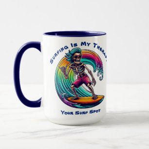 Caneca Surfar É Meu Surfista De Esqueleto De Terapia