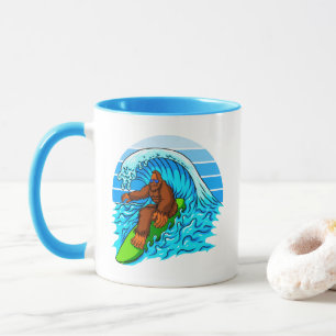 Caneca Surfe De Pé Grande Andando De Ondas Diversão Sasqu