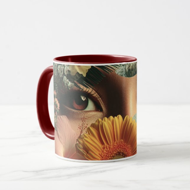 Caneca Surreal Eyes and Flowers with Butterflies (Frente Esquerda)